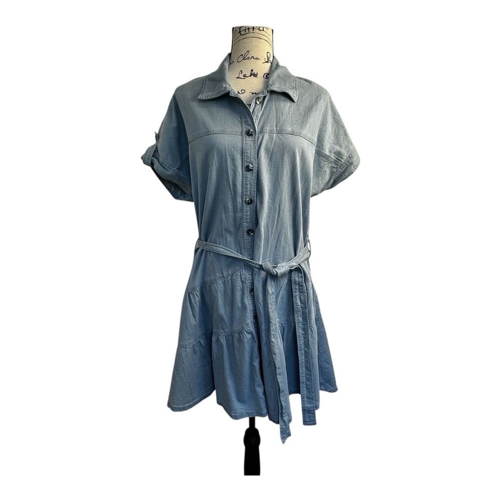 Denim Shirt Dress Normcore 90's Y2K Revival Flowy Coastal Casual Classic Size L